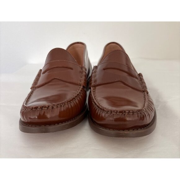 J.Crew Leather Penny Loafers Size 10 Brown Cognac Quiet Luxury Made in Morocco - Picture 4 of 13
